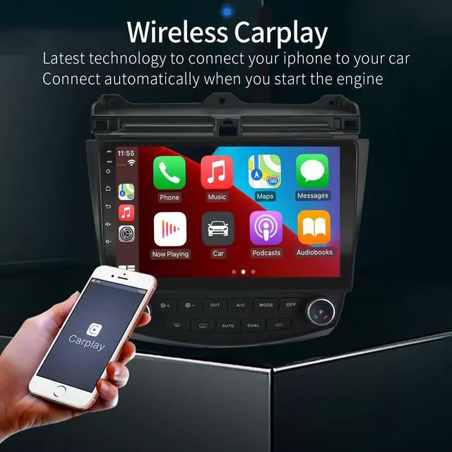 Alt view image 3 of 6 - for 2003-07 Honda-Accord-Radio Replacement,Built-in Wireless Carplay& Android Auto, Support Single/Dual Zone AC,2G RAM 32G ROM Bluetooth Touch Screen Backup Camera Microphone