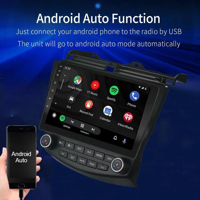Alt view image 4 of 6 - for 2003-07 Honda-Accord-Radio Replacement,Built-in Wireless Carplay& Android Auto, Support Single/Dual Zone AC,2G RAM 32G ROM Bluetooth Touch Screen Backup Camera Microphone
