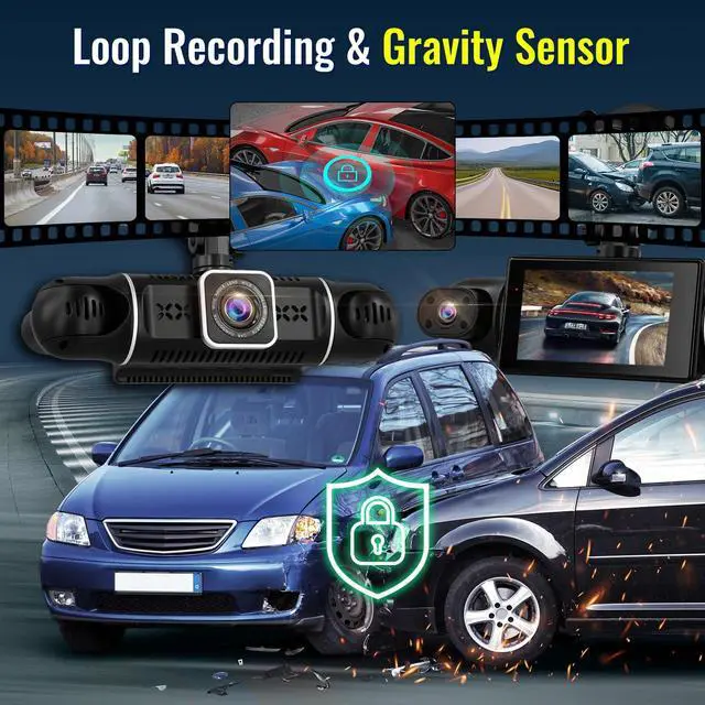Alt view image 6 of 6 - 4 Channel Dash Cam 360° Coverage: Front 2K + Triple 1080P Car Camera Built-in WiFi Car Camera with App, Front Rear Left Right Inside with G-Sensor/Night Vision/Loop Recording + 64GB Card