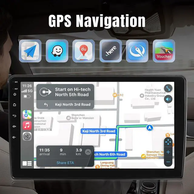 Alt view image 5 of 6 - 8 Core Android Car Stereo for Toyota Camry 2006-2011 with Apple CarPlay & Android Auto, 9 inch IPS Touch Screen for Camry Car Stereo with Bluetooth GPS Navigation WiFi SWC 2+32G