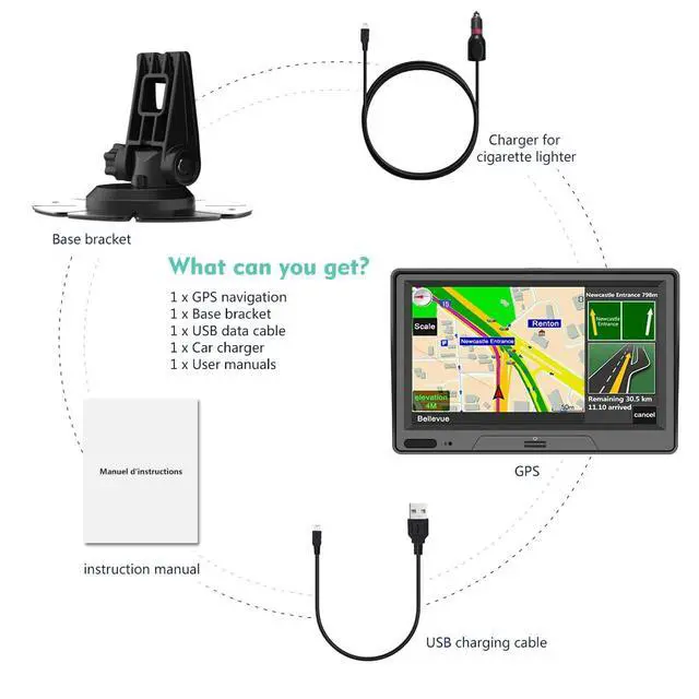 Alt view image 6 of 6 - Car GPS Navigation System, 7 inch Touch Screen Voice Prompts Turn Direction Speed Limit Warning Free Update Map