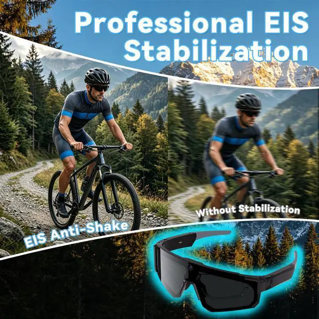 Alt view image 5 of 6 - AI Smart Glasses with Camera, HD Stabilized Video Recording Glasses, Waterproof Bluetooth Sunglasses with Ai Assistant, Touch Control, UV Protection for Cycling Skiing Outdoor Sports, Grey
