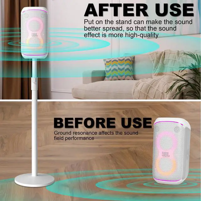 Alt view image 5 of 6 - All-Metal Adjustable Speaker Stand for J-BL Partybox 120/320 (White) Heavy-Duty Pole Stand with Wide Base, Height Adjustable up to 36.22" (Stand Only, No Speaker Included)