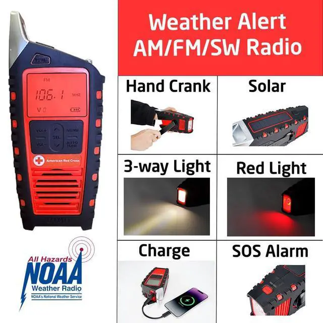 Alt view image 2 of 6 - Odyssey Adventure Hand Crank NOAA Weather Radio, All Band Emergency Radio, AM/FM Shortwave Storm, Bluetooth, Phone Charger, RDS, Solar, Multi-Function Flashlight, Camping, Hiking