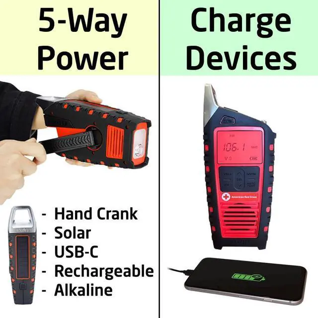 Alt view image 3 of 6 - Odyssey Adventure Hand Crank NOAA Weather Radio, All Band Emergency Radio, AM/FM Shortwave Storm, Bluetooth, Phone Charger, RDS, Solar, Multi-Function Flashlight, Camping, Hiking