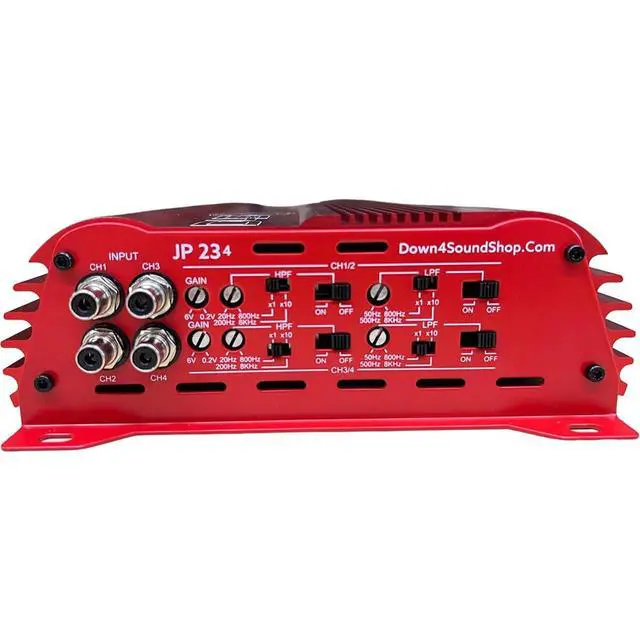 Alt view image 3 of 4 - JP234 RED | 2000W 4-Channel Class D Car Audio Amplifier, 234W x 4 @ 14.4V - 4 ohms, 334W x 4 @ 14.4V - 2 ohms, Multi-Speaker System