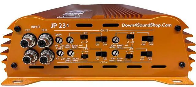 Alt view image 2 of 4 - JP234 Orange | 2000W 4-Channel Class D Car Audio Amplifier, 234W x 4 @ 14.4V - 4 ohms, 334W x 4 @ 14.4V - 2 ohms, Multi-Speaker System