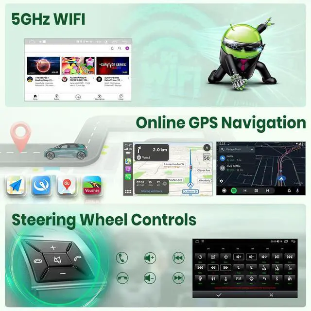 Alt view image 5 of 6 - (4GB+64GB ROM) Car Stereo for Jeep Wrangler JK 2007-2018 Compass Grand Cherokee Dodge Ram 1500, 10.1" Android 15 Radio with Wireless CarPlay Android Auto WiFi GPS BT FM AM SWC Backup Camera