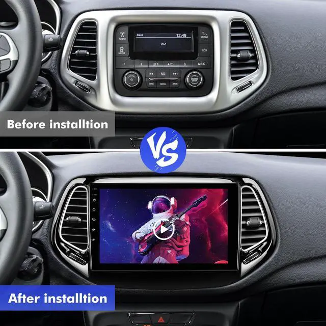 Alt view image 3 of 6 - 10.1 Inch IPS Touchscreen Android 14 Car Stereo for Jeep Compass 2 MP 2017-2019 with Wireless CarPlay & Android Auto 4+64GB Car Radio, Support GPS, WiFi 6, Bluetooth,5.4, Backup Camera, SWC, Dual USB