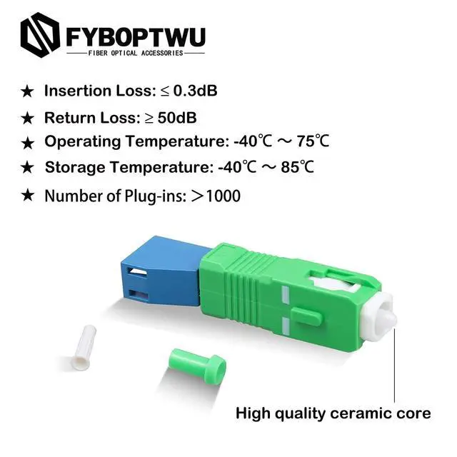 Alt view image 2 of 3 - 20pcs Single Mode SC/APC Male to LC/UPC Female Adapter 9/125um Hybrid Optical Fiber Adapter SC APC Male to LC UPC Female Adapter Connector