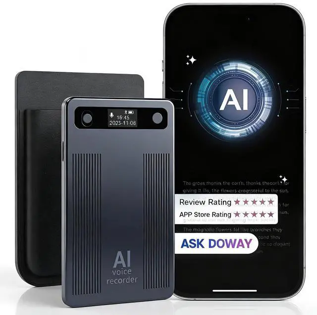 Main image of AI Voice Recorder, Transcribe & Summarize with AI, App Control, Supports 120+ Languages for Lectures, 64GB Memory, Audio Recorder for Lectures, Meetings, Calls,Blue