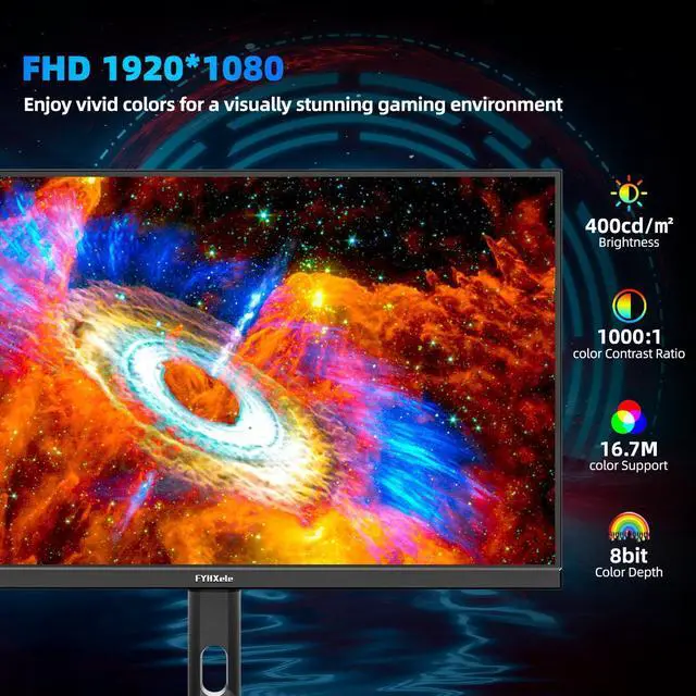 Alt view image 3 of 6 - 27 inch Gaming Monitor 380Hz, FHD 1080P, 0.5ms Frameless, Ultra Slim Computer Monitor, Height/Pivot/Swivel/Tilt Adjustable Vertical Monitor, Support FreeSync, VESA, DP*2, HDMI*2