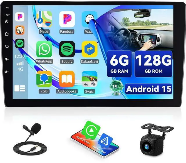 Main image of 8-Core 6G+128G 10.1 Inch HD Car Radio Carplay Screen for Car with 5GWiFi,Double Din Car Stereo with Wireless CarPlay Android Auto GPS Bluetooth,FM/RDS,SWC EQ+Backup Camera