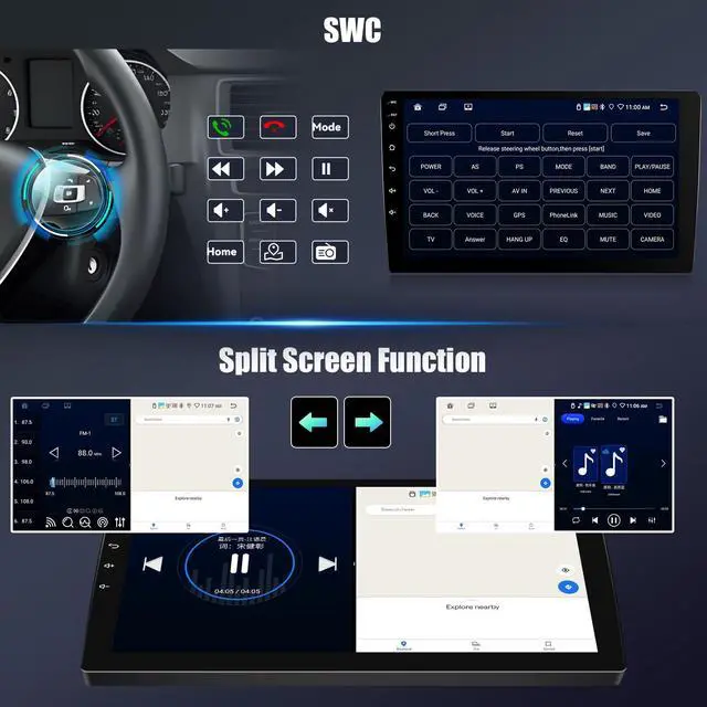 Alt view image 5 of 6 - 8-Core 6G+128G 10.1 Inch HD Car Radio Carplay Screen for Car with 5GWiFi,Double Din Car Stereo with Wireless CarPlay Android Auto GPS Bluetooth,FM/RDS,SWC EQ+Backup Camera
