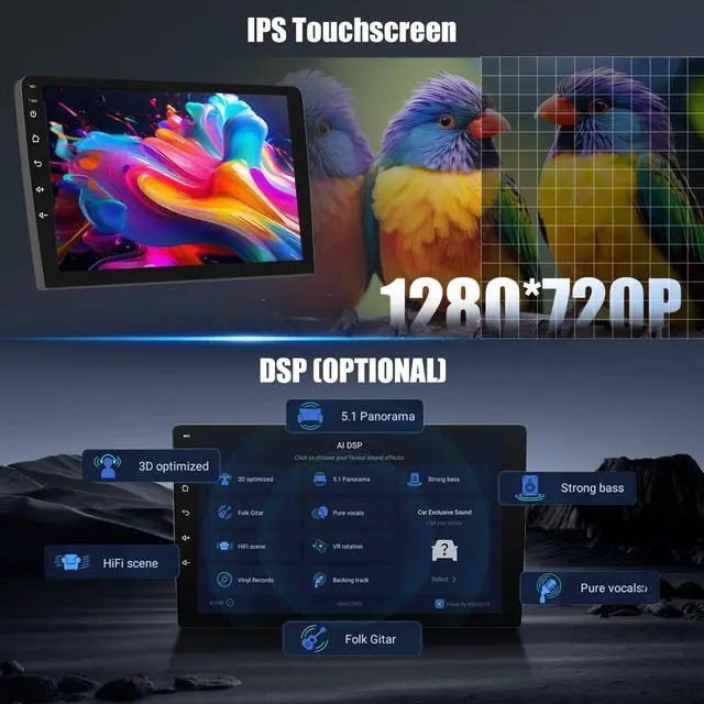 Alt view image 6 of 6 - 8-Core 6G+128G 10.1 Inch HD Car Radio Carplay Screen for Car with 5GWiFi,Double Din Car Stereo with Wireless CarPlay Android Auto GPS Bluetooth,FM/RDS,SWC EQ+Backup Camera