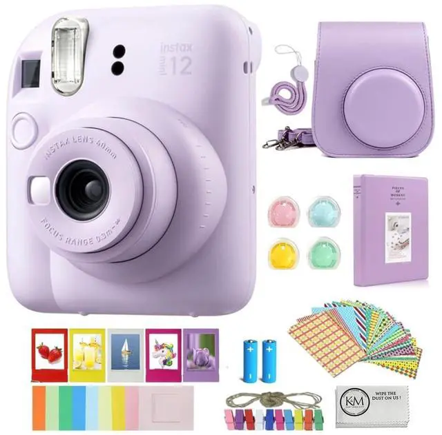 Main image of INSTAX Mini 12 Instant Film Camera | Lilac Purple Bundled with Instax Accessory Bundle + Cleaning Cloth (8 Items)