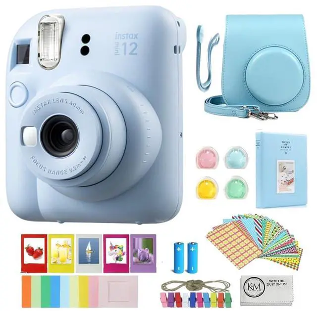 Main image of INSTAX Mini 12 Instant Film Camera | Pastel Blue Bundled with Instax Accessory Bundle + Cleaning Cloth (8 Items)
