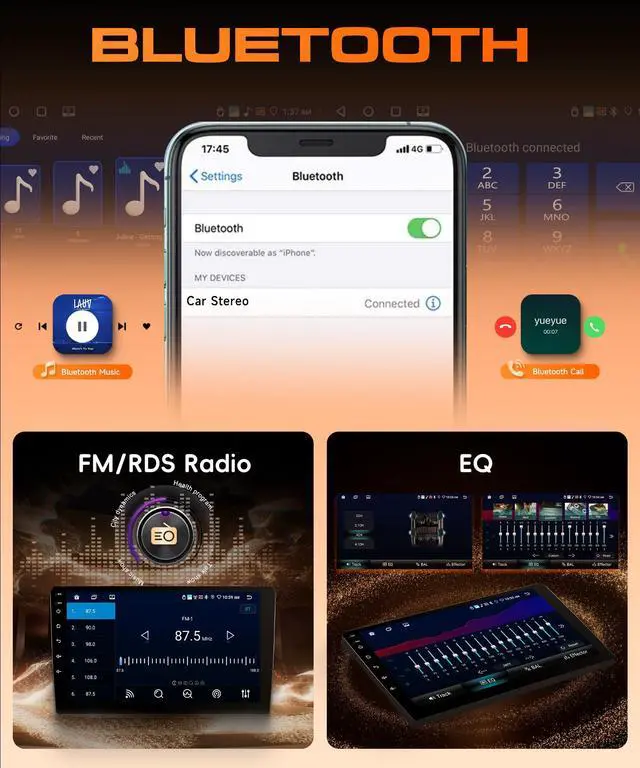 Alt view image 5 of 6 - 4Core +64G Android Car Radio Wireless Carplay for Honda Accord 8th 2008-2013, Car Stereo Android Auto GPS WiFi EQ Bluetooth 5.0 10.1 Inch Touch Screen FM/RDS Backup Camera