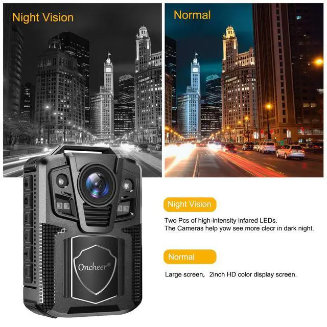 Alt view image 4 of 6 - 1080P Patrol Police Infrared Night Vision Body Camera with 64G Kingston SD Card, Shoulder & Waist Clip, Vedio Audio Recorder Bodycam, 24H Record for Law Enforcement Security Outwork