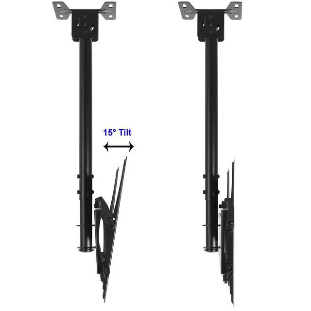 Alt view image 3 of 6 - Ceiling TV Mount for 37-86 Inch TVs, Extra Long Extension up to 114" (9.5 FT) Max 165lb, VESA 600 Support Newer Displays to 100", Mounts Flat, Vaulted or in-Ceiling, 360 Swivel 15 Degree Tilt