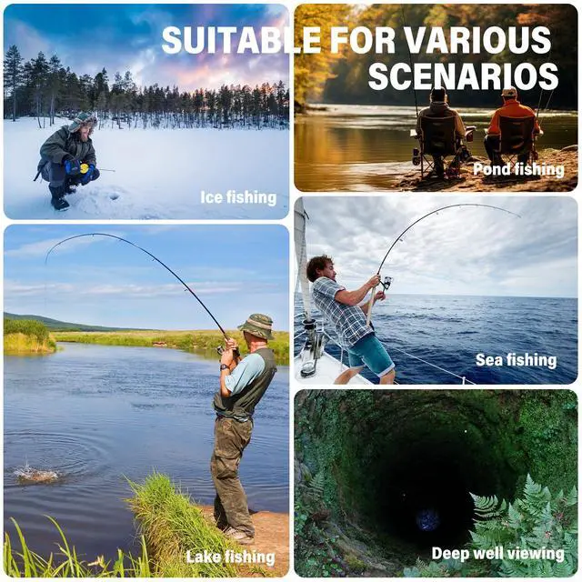 Alt view image 2 of 6 - 5inch Portable Fish Finder Camera Underwater Fishing Camera, 220° Wide Angle Infrared Night Vision, Host IP65 Waterproof Ice Fishing Camera for Ice, Lake and Boat (A)