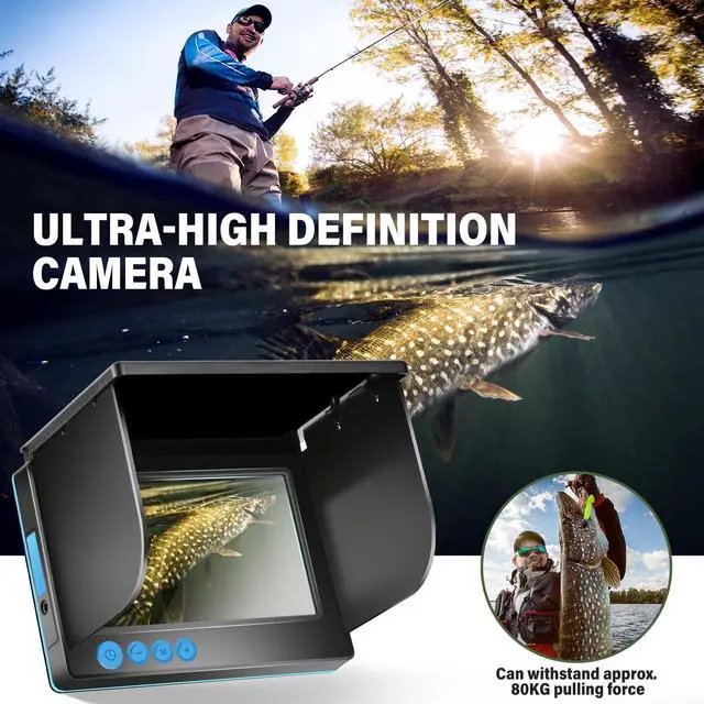 Alt view image 3 of 6 - 5inch Portable Fish Finder Camera Underwater Fishing Camera, 220° Wide Angle Infrared Night Vision, Host IP65 Waterproof Ice Fishing Camera for Ice, Lake and Boat (A)