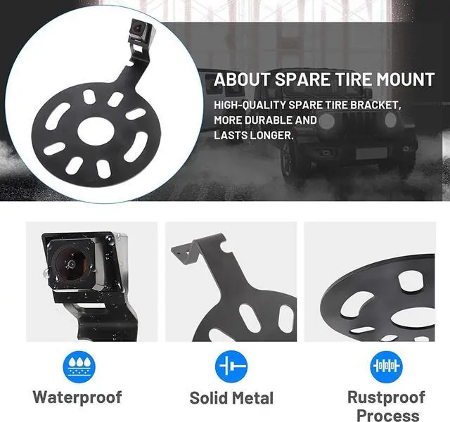 Alt view image 2 of 6 - Rear View Mirror Camera with 4.3 Monitor for Jeep Wrangler Rubicon Sahara Sport Unlimited Spare Tire Mount Wheel Mounting Reverse Backup Cam for YJ, TJ, JK JKU, JL JLU Parking & Driving Safety