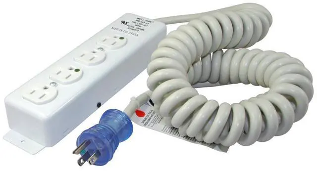 Main image of 55220-CC Up to 12-Feet 14/3 Hospital Grade Coiled Cord with Medical 4 Outlets Power Strip for Model UL1363A