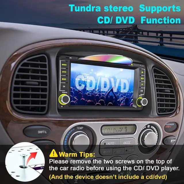 Alt view image 3 of 6 - 7-Inch Car Stereo with CD/DVD Player for Toyota 4Runner (2003-2009), Tundra (2003-2006), Sequoia (2003-2007), CarPlay & Android Auto, Bluetooth, FM Radio