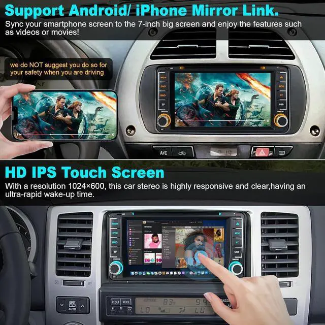 Alt view image 6 of 6 - 7-Inch Car Stereo with CD/DVD Player for Toyota 4Runner (2003-2009), Tundra (2003-2006), Sequoia (2003-2007), CarPlay & Android Auto, Bluetooth, FM Radio