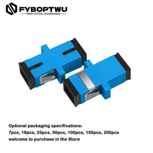 Alt view image 2 of 5 - 200 pcs SC Fiber Optical Coupler SC Singlemode (SM) Simplex Fiber Optic Adapter SC Female to SC Female UPC Simplex Single Mode Network Internet Connector Adapter