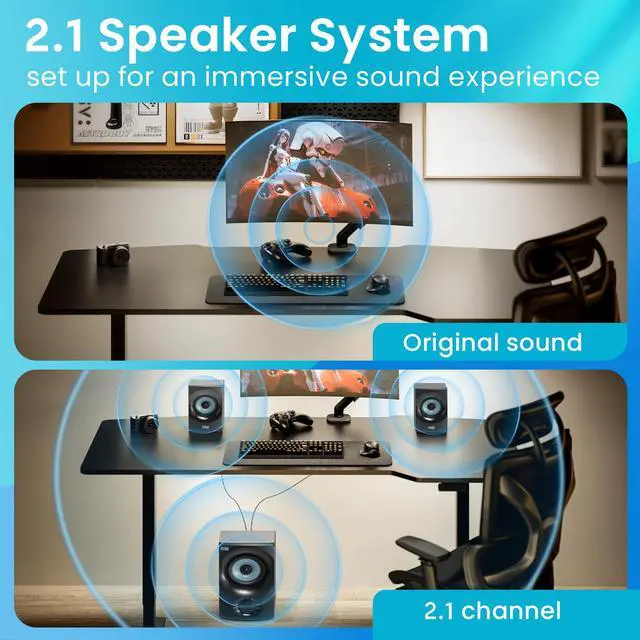 Alt view image 3 of 6 - Bluetooth 2.1 Speaker System 2.1-Channel Home Theater Speaker System, with Optical/Aux/USB/SD Inputs Black (AA2172)