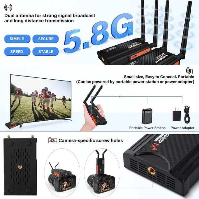 Alt view image 4 of 6 - RX Only, Wireless HDMI Extender Receiver, Up to 1 TX to 4 RX Connections, Max Line-of-Sight Transmission Distance 1 TX to 1 RX (250m), 1 TX to 2 RX (230m), 1 TX to 3 RX (210m), 1 TX to 4 RX (190m)