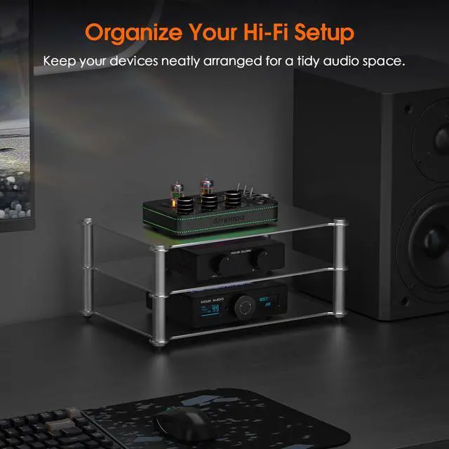 Alt view image 2 of 6 - DoukAudio Aluminum Audio Rack Stand: Multi Layer Desktop HiFi Shelf for Amplifier Preamp DAC Ventilated Modular Storage Rack CNC Build Home Studio Setup