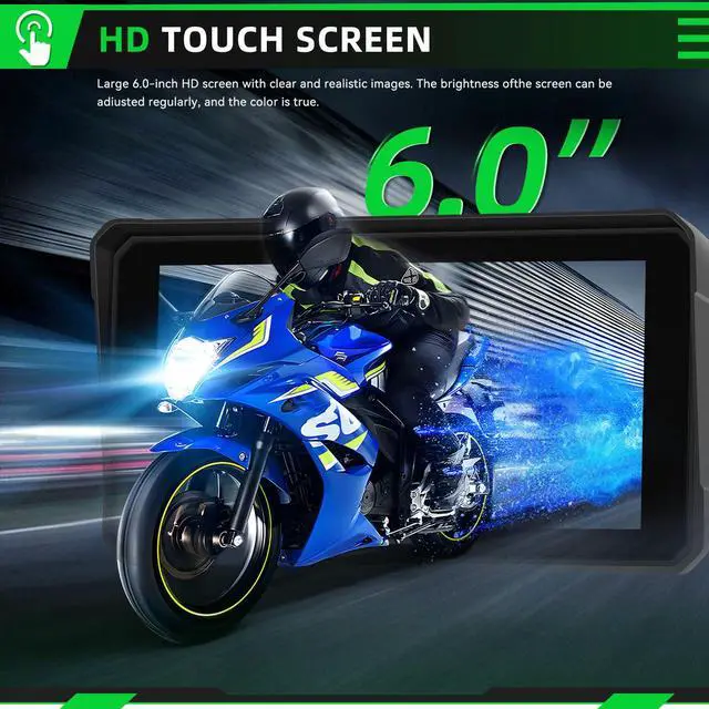 Alt view image 6 of 6 - Motorcycle CarPlay & Android Auto & Bluetooth 6" HD 1440 * 720 Waterproof Apple Car Play Screen for Moto Motorbike, Portable Car Stereo with Mirror Link, Siri, Google Assistant
