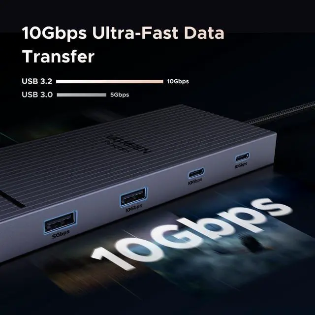 Alt view image 4 of 6 - USB C Docking Station Dual Monitor 4K@60Hz, 10-in-1 Dock with 2xHDMI | 3x10Gbps USB A&C Ports, 1x5Gbps USB-A, SD/TF 3.0, 100W PD, 1000Mbps Ethernet, Revodok Dock for Dell, HP, XPS and More