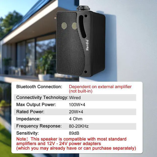 Alt view image 2 of 6 - 3.5 Inch Passive Outdoor Speakers Wired Waterproof Wall Mount Speakers with 400W Superior Sound, All-Weather Durability, for Home Patio Garden Marine Boat Garage Indoor,4-Pack Balck