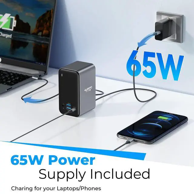 Alt view image 3 of 6 - USB C Docking Station Dual Monitor 7 USB A/C, Plug and Play | 2 HDMI+VGA, SD/microSD, Ethernet, Audio, 65W Power Adapter, Laptop Docking Station for Windows Lenovo/HP/Dell, Home Office