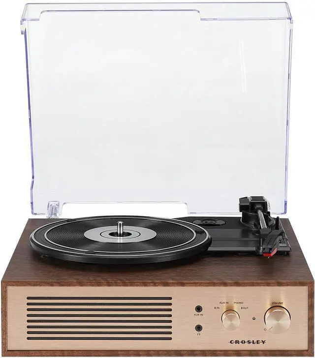 Main image of CR6045A-WA Miles Record Player, Walnut | 3-Speed Turntable, Bluetooth In / Out, Built-in Full-Range Stereo Speakers, Aux Input