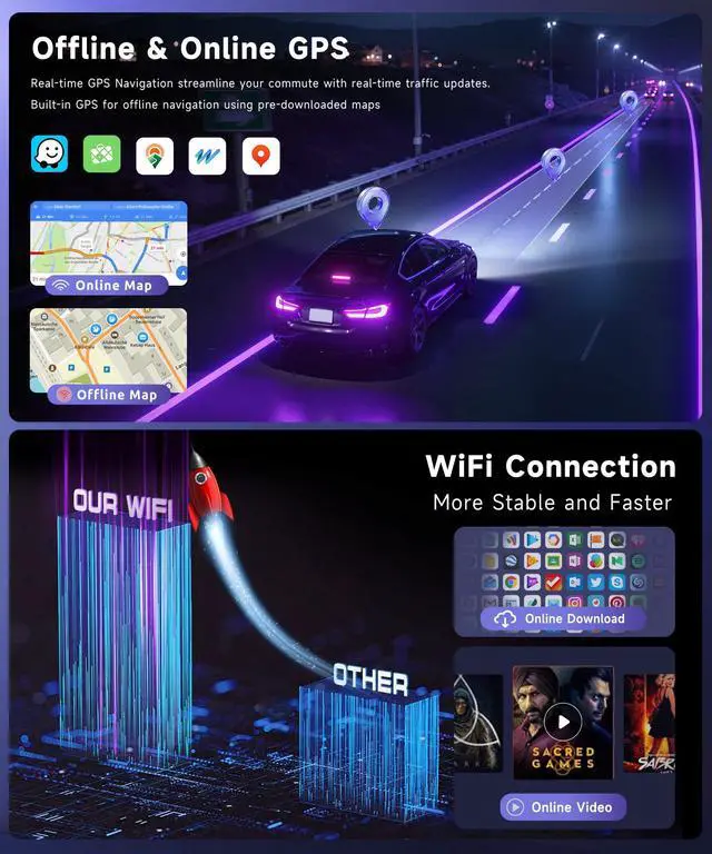 Alt view image 5 of 6 - 4G+64G Car Stereo for Honda Civic 2013 2014 2015 2016 2017 Radio,Wireless Carplay Android Auto,9inch 1280x720P IPS Touch Screen,32EQ,5.0Bluetooth,IP69K Backup Camera,MirrorLink FM/RDS