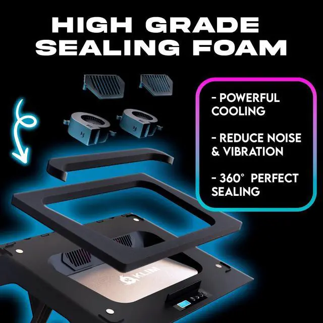 Alt view image 3 of 6 - Everest Plus Gaming Laptop Cooling Pad - 6300 RPM Turbo Fan Cooler | Powerful DC cooling pad with dual turbo fans, RGB lighting, sealed foam design, cools fast. Fits 11-17.3in laptops