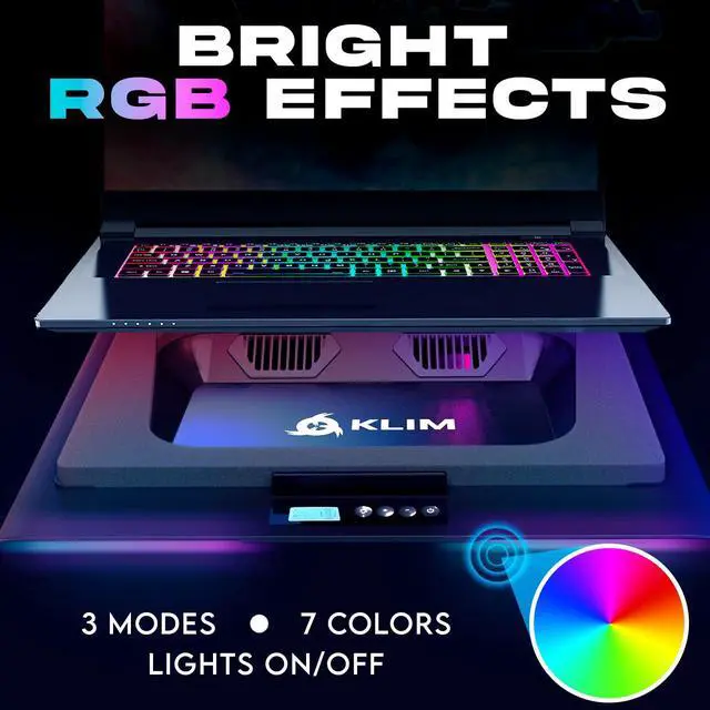 Alt view image 5 of 6 - Everest Plus Gaming Laptop Cooling Pad - 6300 RPM Turbo Fan Cooler | Powerful DC cooling pad with dual turbo fans, RGB lighting, sealed foam design, cools fast. Fits 11-17.3in laptops