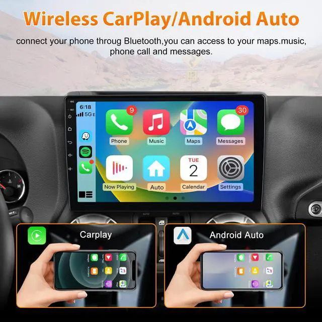 Alt view image 2 of 6 - Car Radio for Jeep Wrangler JK 2007-2018 Dodge Ram 8Core 64GB