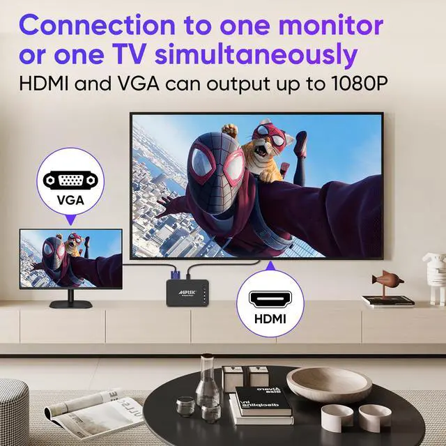 Alt view image 5 of 6 - Updated 4K@30hz HDMI TV Media Player with HDMI/AV/VGA Output |, Digital MP4 Player for 14TB HDD/ 256G USB Drive/SD Card/H.265 MP4, with Remote Control for MP3 AVI RMVB MPEG etc