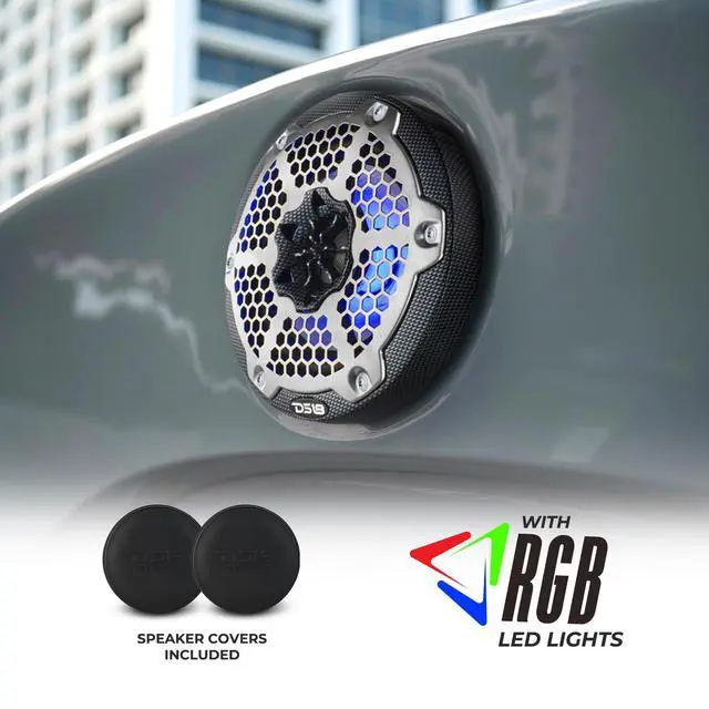Alt view image 6 of 6 - CF-65M 6.5" Marine Speakers 2-Way with Integrated RGB Lights, Black Carbon Fiber, 100% UV Stable - Water Resistant Speakers, Grills Included, Pair