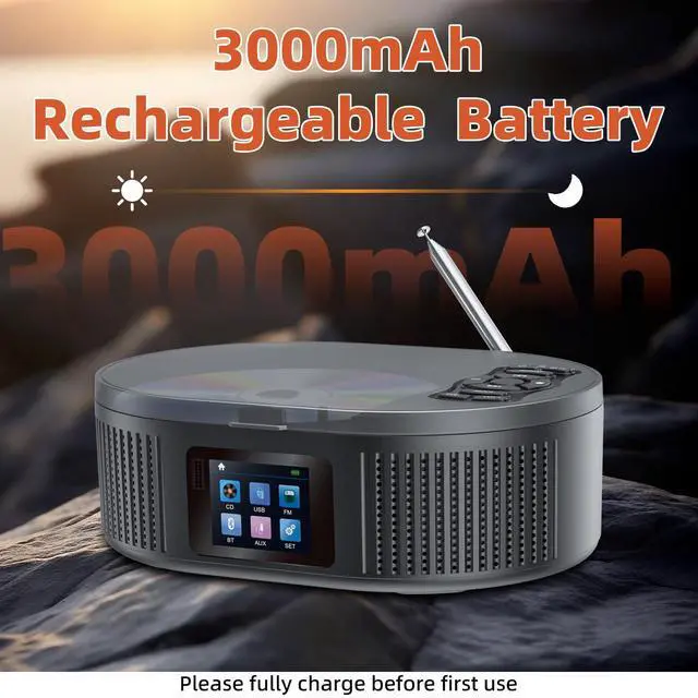 Alt view image 5 of 6 - Boombox CD Player Portable with Bluetooth TX/RX Modes and FM Radio | Rechargeable and Dual Stereo Speakers for Home/Car with Remote Support USB, AUX in, Headphone Jack