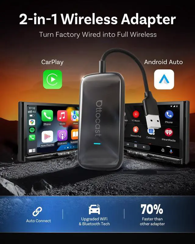 Alt view image 4 of 5 - Play2Video Ultra Wireless CarPlay & Android Auto Adapter with YouTube, Netflix, Spotify, IPTV | 5GHz WiFi, Auto Connect, No Delay