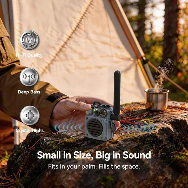 Alt view image 2 of 6 - Wild Mini 3.0 Rugged Portable Bluetooth Speaker with Retro FM Radio
