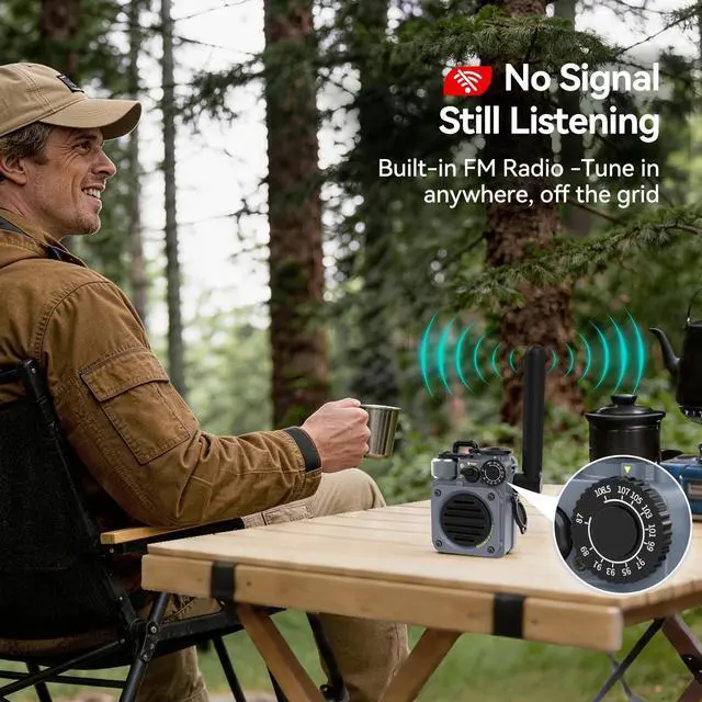 Alt view image 3 of 6 - Wild Mini 3.0 Rugged Portable Bluetooth Speaker with Retro FM Radio