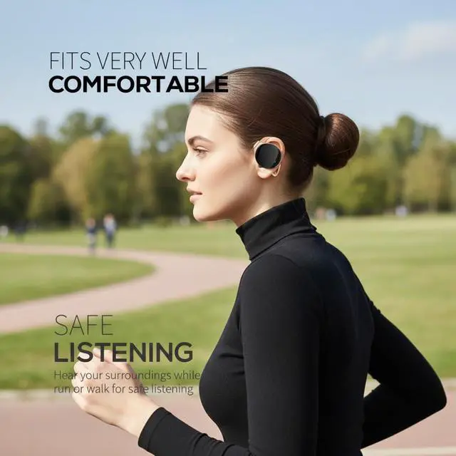 Alt view image 3 of 6 - Wireless Headphones with Ear Hooks, 52Hrs Playtime, Open Ear Headset V5.4 | Lightweight Headphones, Clip-On Ear Design, Dual Device Pairing, for Workouts